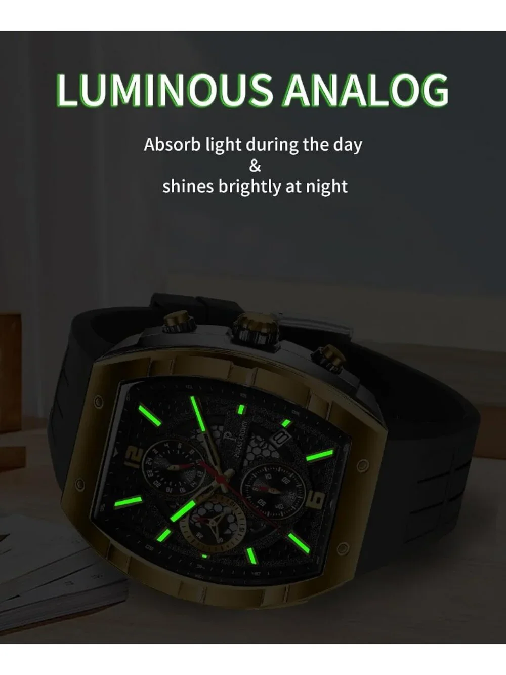 Men's Gold Luxury Fashion Analog Waterproof Luminous Quartz Classic Wrist Watch